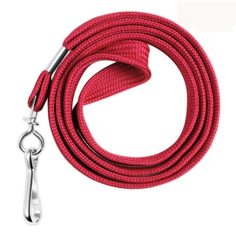 HOSL 100 Pack Badge Lanyards Office Lanyard ID Card Lanyards Business Card Lanyards Students Lanyards Employee Lanyards Round 36" With Swivel Hook (Wide Red) - Image 1